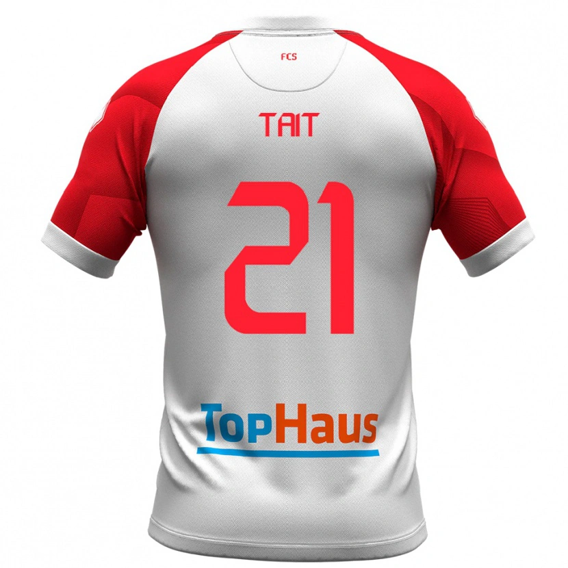Danxen Hombre Camiseta Fabian Tait #21 Blanco Rojo 1ª Equipación 2025/26 La Camisa México
