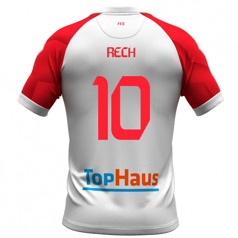 Danxen Hombre Camiseta Francesco Rech #10 Blanco Rojo 1ª Equipación 2025/26 La Camisa México