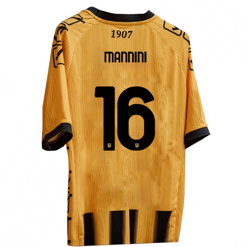 Danxen Hombre Camiseta Mattia Mannini #16 Amarillo Negro 1ª Equipación 2025/26 La Camisa México