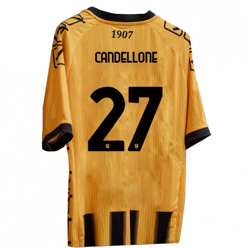 Danxen Hombre Camiseta Leonardo Candellone #27 Amarillo Negro 1ª Equipación 2025/26 La Camisa México