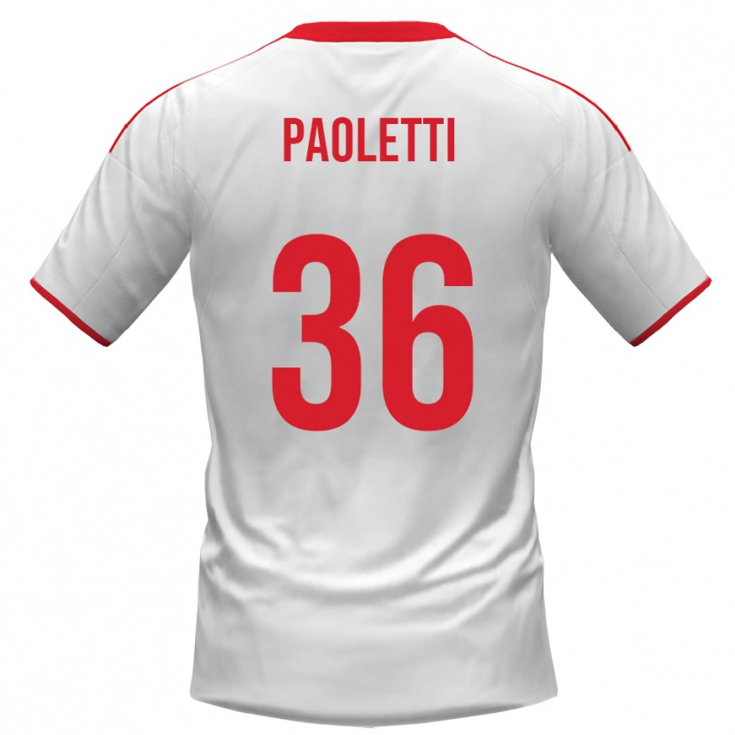 Danxen Hombre Camiseta Flavio Paoletti #36 Blanco Rojo 1ª Equipación 2025/26 La Camisa México