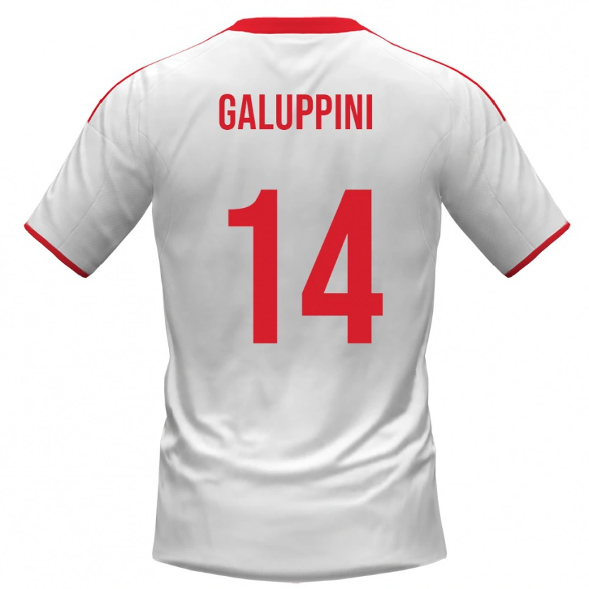 Danxen Hombre Camiseta Francesco Galuppini #14 Blanco Rojo 1ª Equipación 2025/26 La Camisa México
