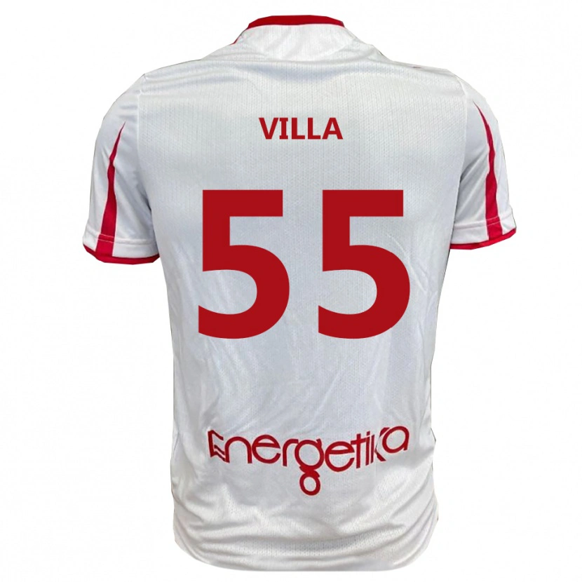 Danxen Hombre Camiseta Lorenzo Villa #55 Blanco Rojo 1ª Equipación 2025/26 La Camisa México