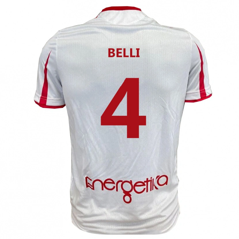Danxen Hombre Camiseta Francesco Belli #4 Blanco Rojo 1ª Equipación 2025/26 La Camisa México