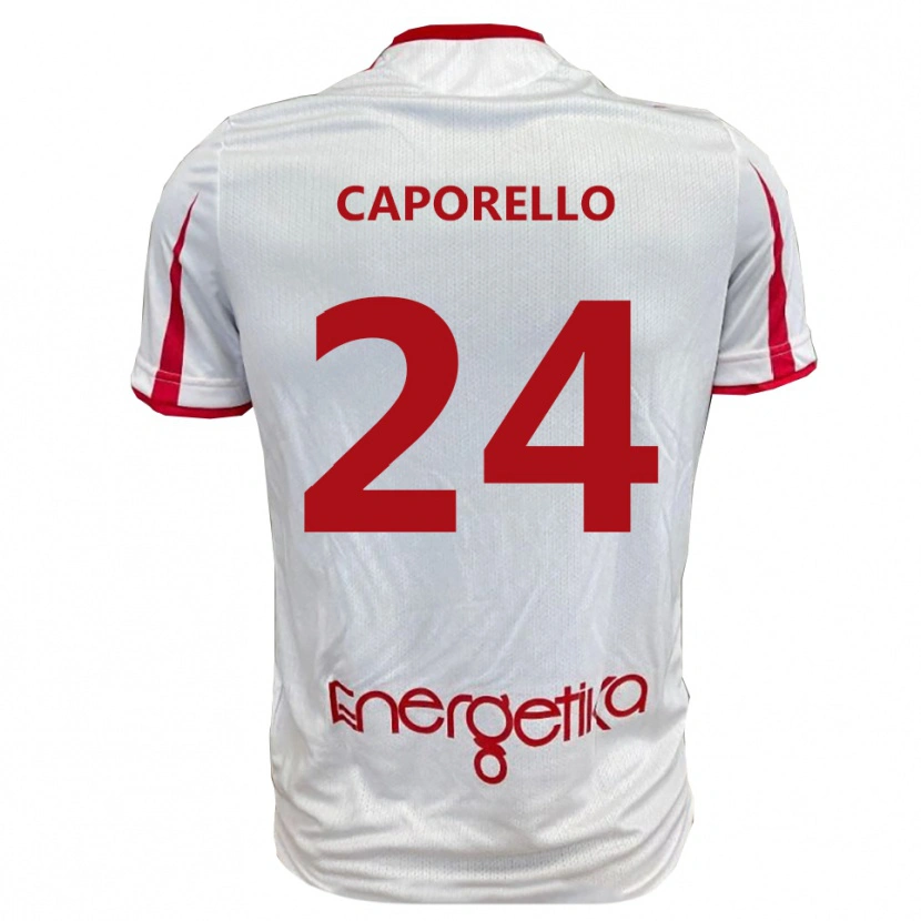 Danxen Hombre Camiseta Edoardo Caporello #24 Blanco Rojo 1ª Equipación 2025/26 La Camisa México