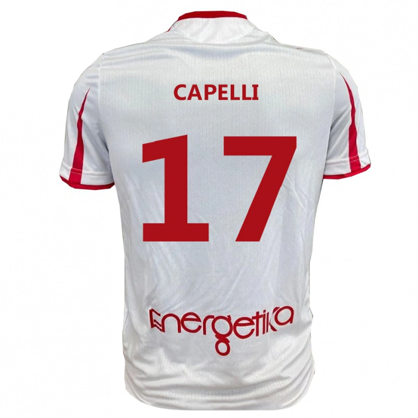 Danxen Hombre Camiseta Alessandro Capelli #17 Blanco Rojo 1ª Equipación 2025/26 La Camisa México