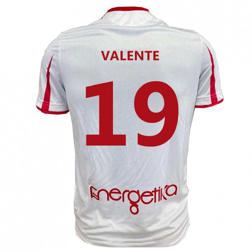 Danxen Hombre Camiseta Nicola Valente #19 Blanco Rojo 1ª Equipación 2025/26 La Camisa México
