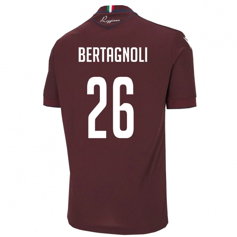 Danxen Hombre Camiseta Massimo Bertagnoli #26 Borgoña Blanco 1ª Equipación 2025/26 La Camisa México