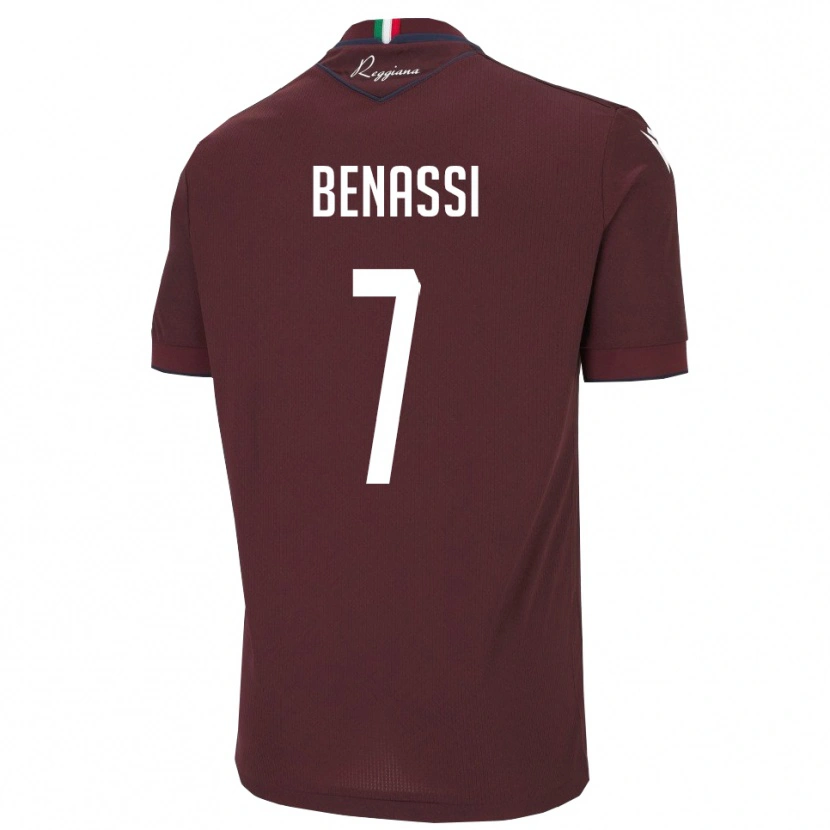 Danxen Hombre Camiseta Federico Benassi #7 Borgoña Blanco 1ª Equipación 2025/26 La Camisa México