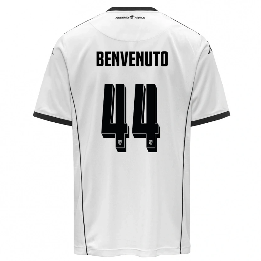 Danxen Hombre Camiseta Mattia Benvenuto #44 Blanco Negro 1ª Equipación 2025/26 La Camisa México