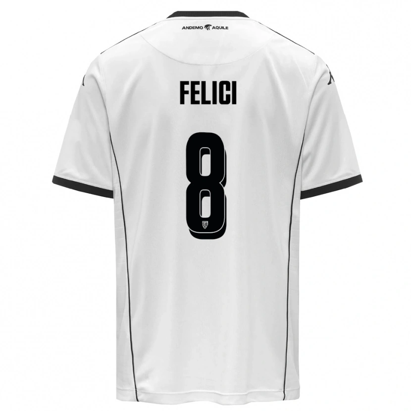 Danxen Hombre Camiseta Giuseppe Felici #8 Blanco Negro 1ª Equipación 2025/26 La Camisa México