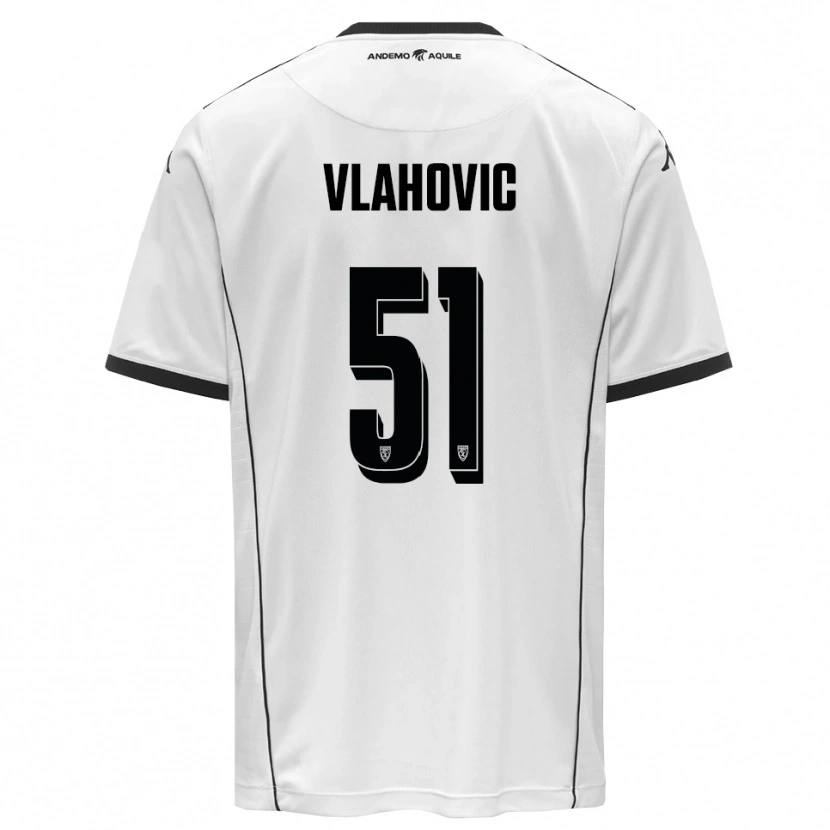Danxen Hombre Camiseta Vanja Vlahović #51 Blanco Negro 1ª Equipación 2025/26 La Camisa México