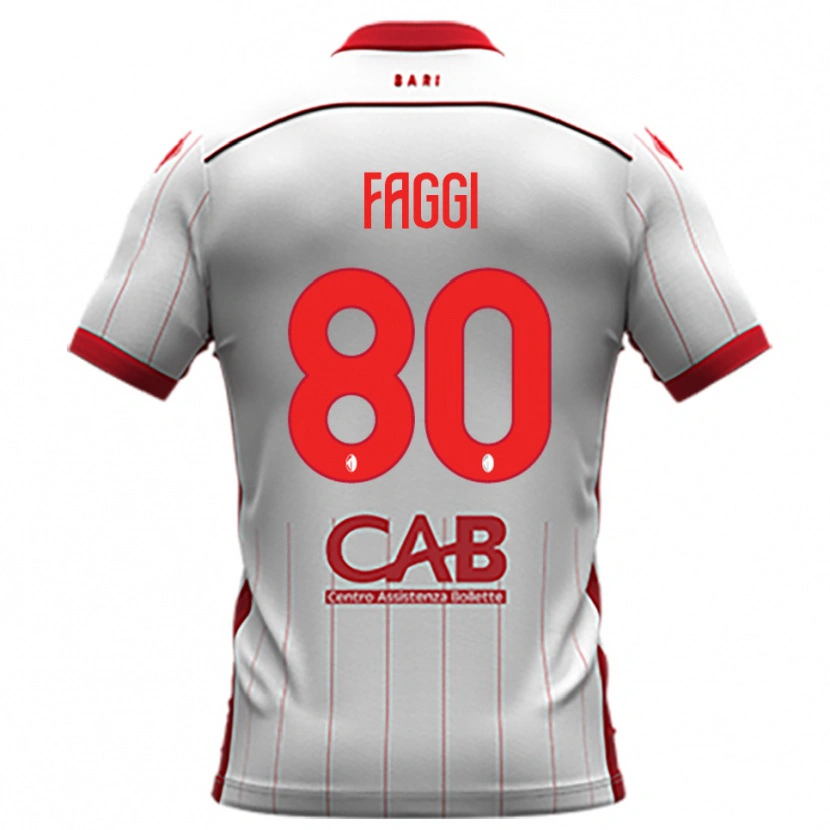 Danxen Hombre Camiseta Filippo Faggi #80 Blanco Rojo 1ª Equipación 2025/26 La Camisa México