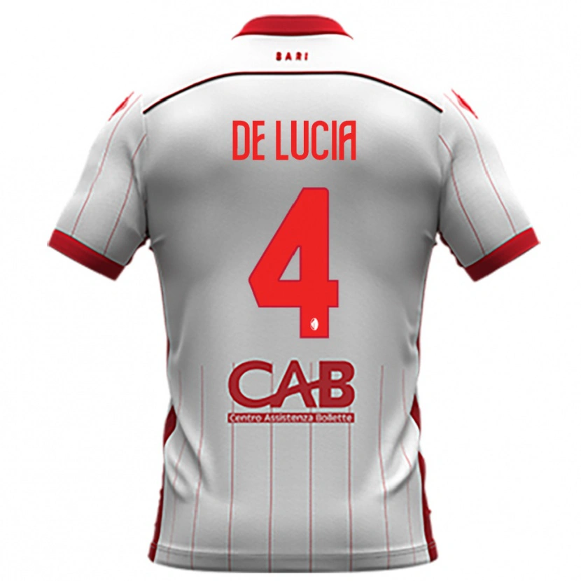Danxen Hombre Camiseta Mattia De Lucia #4 Blanco Rojo 1ª Equipación 2025/26 La Camisa México