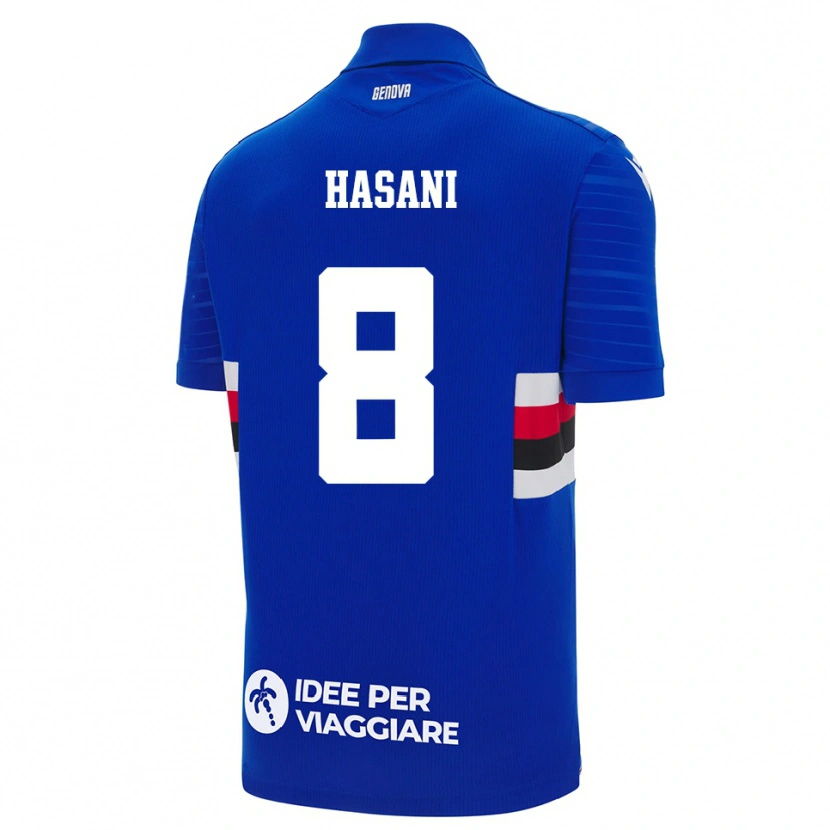 Danxen Hombre Camiseta Adam Hasani #8 Azul Blanco 1ª Equipación 2025/26 La Camisa México
