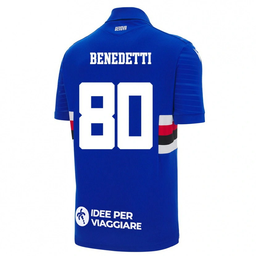 Danxen Hombre Camiseta Leonardo Benedetti #80 Azul Blanco 1ª Equipación 2025/26 La Camisa México