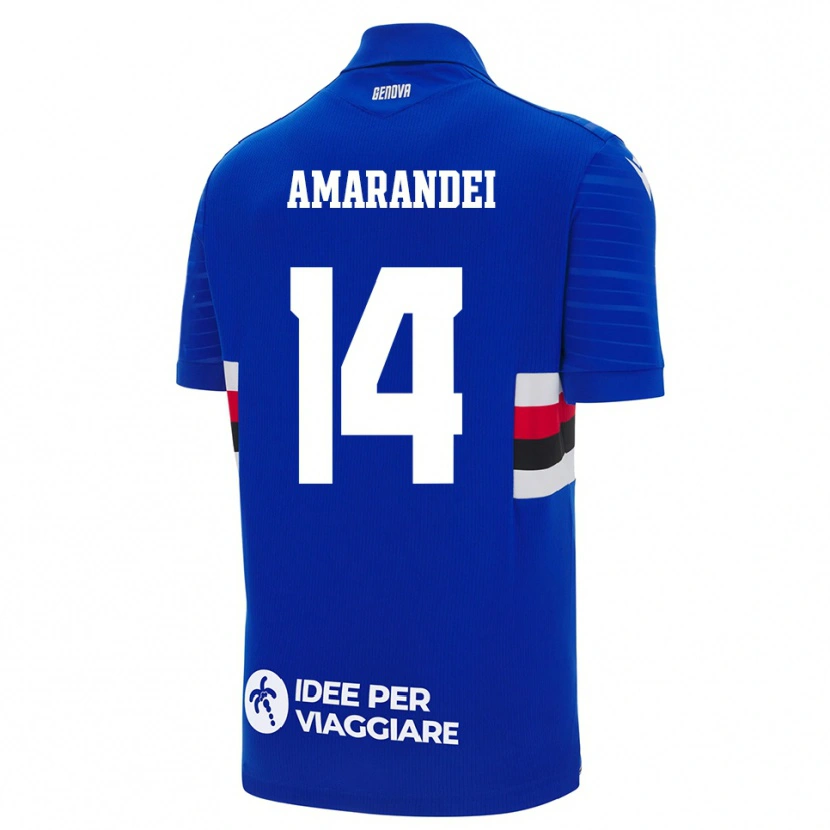 Danxen Hombre Camiseta Ștefan Amarandei #14 Azul Blanco 1ª Equipación 2025/26 La Camisa México