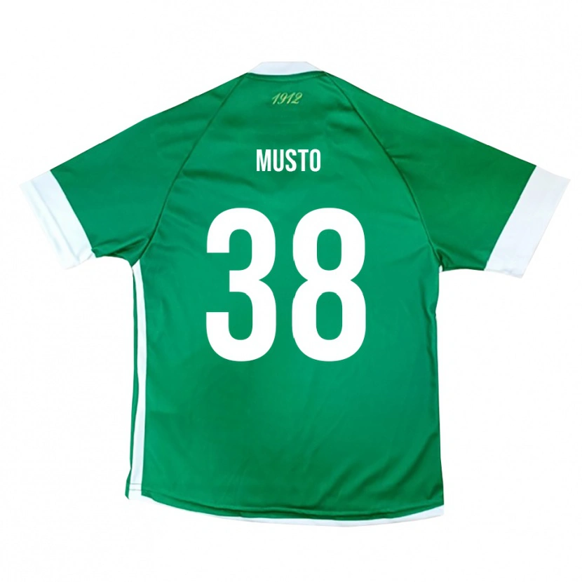 Danxen Hombre Camiseta Mattia Musto #38 Verde Blanco 1ª Equipación 2025/26 La Camisa México
