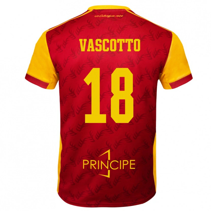 Danxen Hombre Camiseta Edoardo Vascotto #18 Amarillo Rojo 1ª Equipación 2025/26 La Camisa México