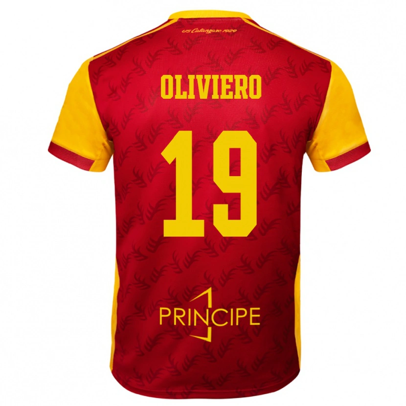 Danxen Hombre Camiseta Andrea Oliviero #19 Amarillo Rojo 1ª Equipación 2025/26 La Camisa México