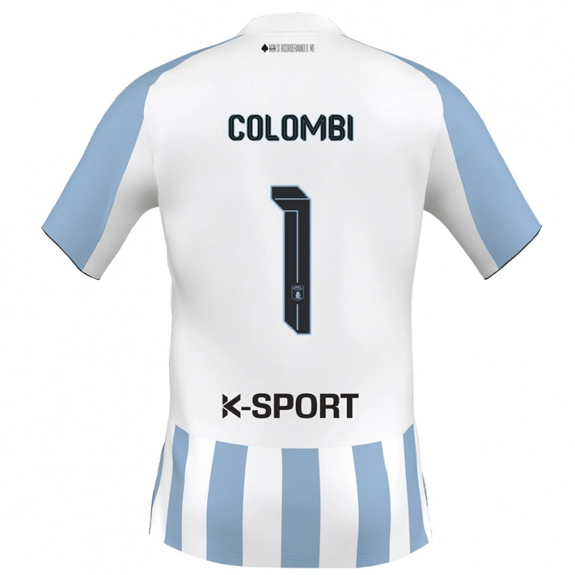 Danxen Hombre Camiseta Simone Colombi #1 Blanco Azul Cielo 1ª Equipación 2025/26 La Camisa México