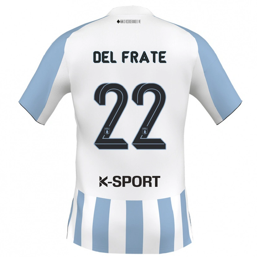 Danxen Hombre Camiseta Federico Del Frate #22 Blanco Azul Cielo 1ª Equipación 2025/26 La Camisa México