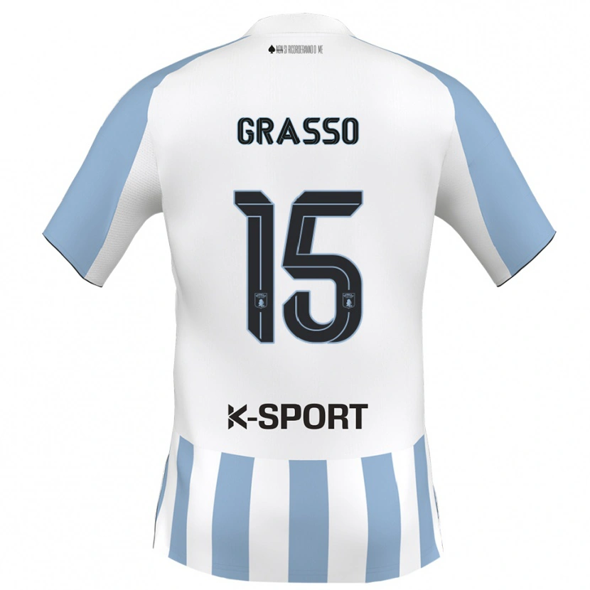 Danxen Hombre Camiseta Agostino Grasso #15 Blanco Azul Cielo 1ª Equipación 2025/26 La Camisa México
