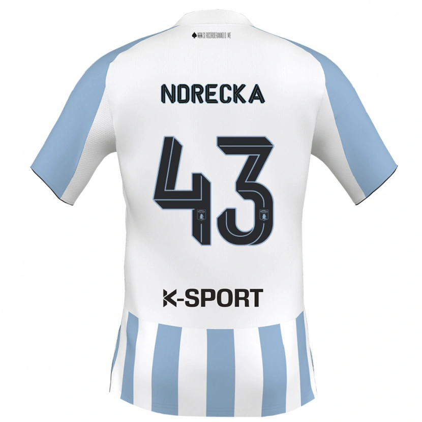 Danxen Hombre Camiseta Angelo Ndrecka #43 Blanco Azul Cielo 1ª Equipación 2025/26 La Camisa México