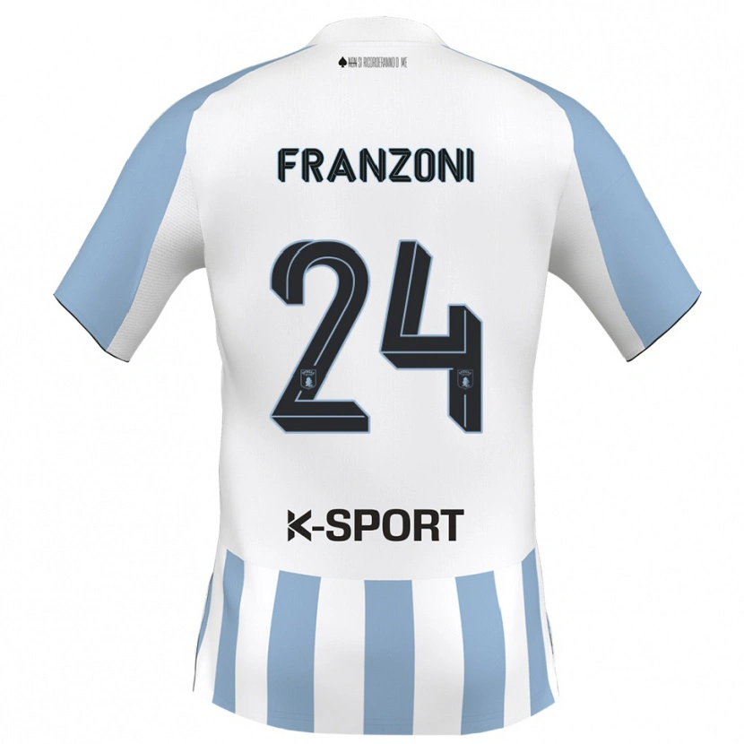 Danxen Hombre Camiseta Andrea Franzoni #24 Blanco Azul Cielo 1ª Equipación 2025/26 La Camisa México