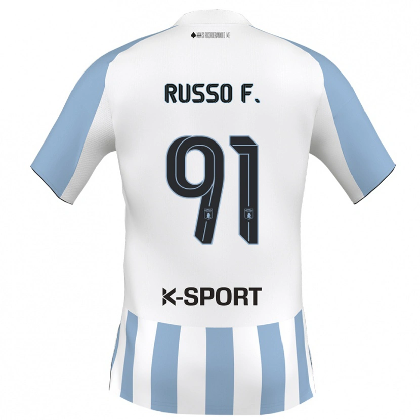 Danxen Hombre Camiseta Flavio Russo #91 Blanco Azul Cielo 1ª Equipación 2025/26 La Camisa México