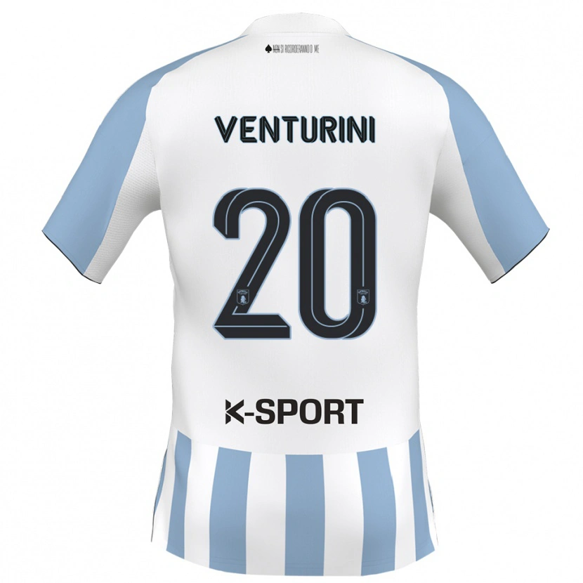 Danxen Hombre Camiseta Mattia Venturini #20 Blanco Azul Cielo 1ª Equipación 2025/26 La Camisa México