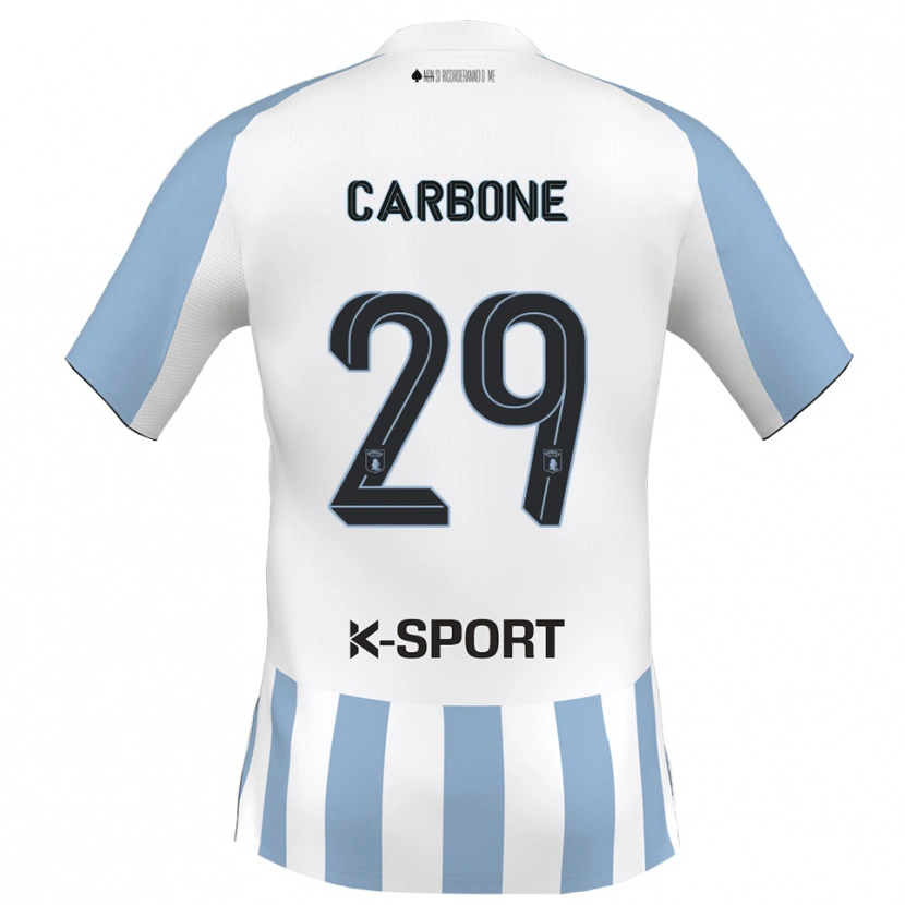 Danxen Hombre Camiseta Matteo Carbone #29 Blanco Azul Cielo 1ª Equipación 2025/26 La Camisa México