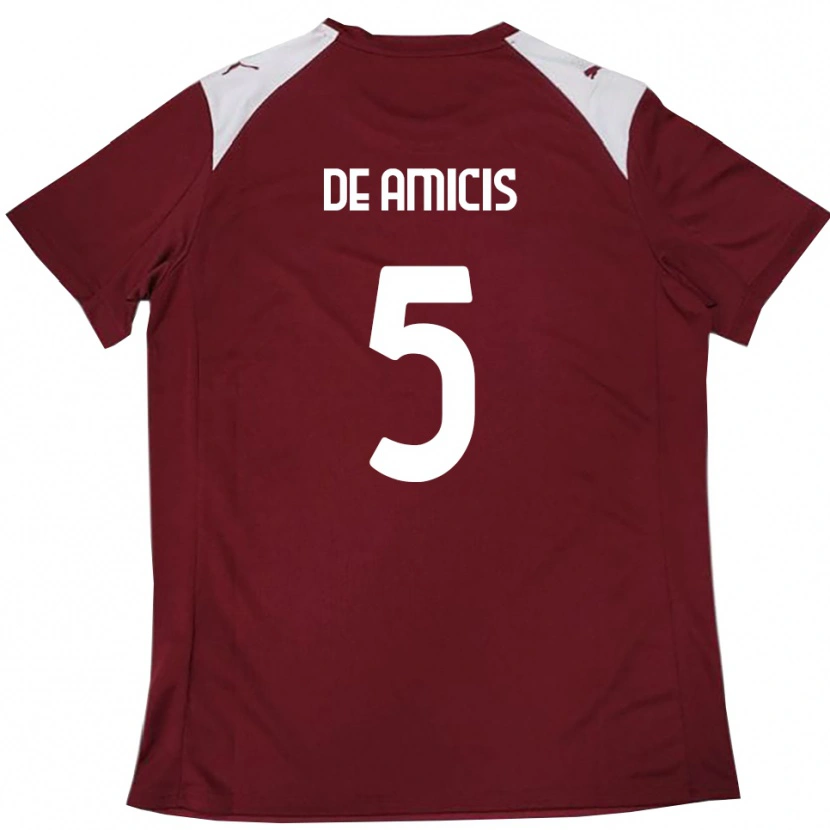 Danxen Hombre Camiseta Christian De Amicis #5 Borgoña Blanco 1ª Equipación 2025/26 La Camisa México
