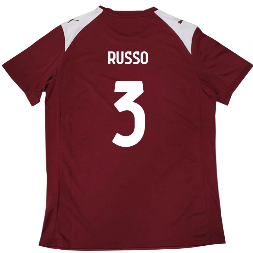 Danxen Hombre Camiseta Mattia Russo #3 Borgoña Blanco 1ª Equipación 2025/26 La Camisa México