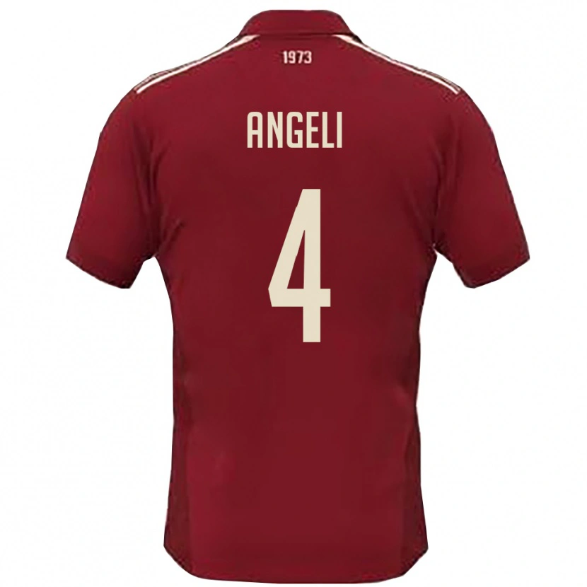 Danxen Hombre Camiseta Matteo Angeli #4 Borgoña Blanco 1ª Equipación 2025/26 La Camisa México