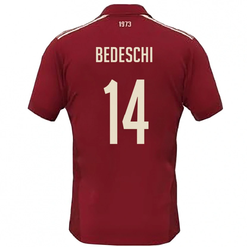 Danxen Hombre Camiseta Davide Bedeschi #14 Borgoña Blanco 1ª Equipación 2025/26 La Camisa México