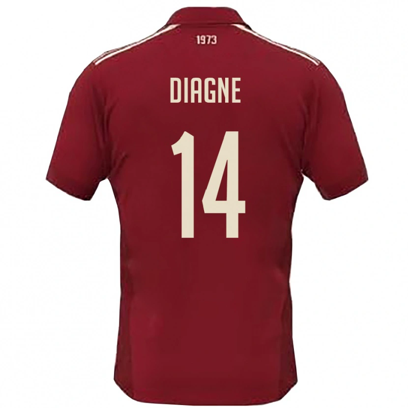 Danxen Hombre Camiseta Baye Diagne #14 Borgoña Blanco 1ª Equipación 2025/26 La Camisa México