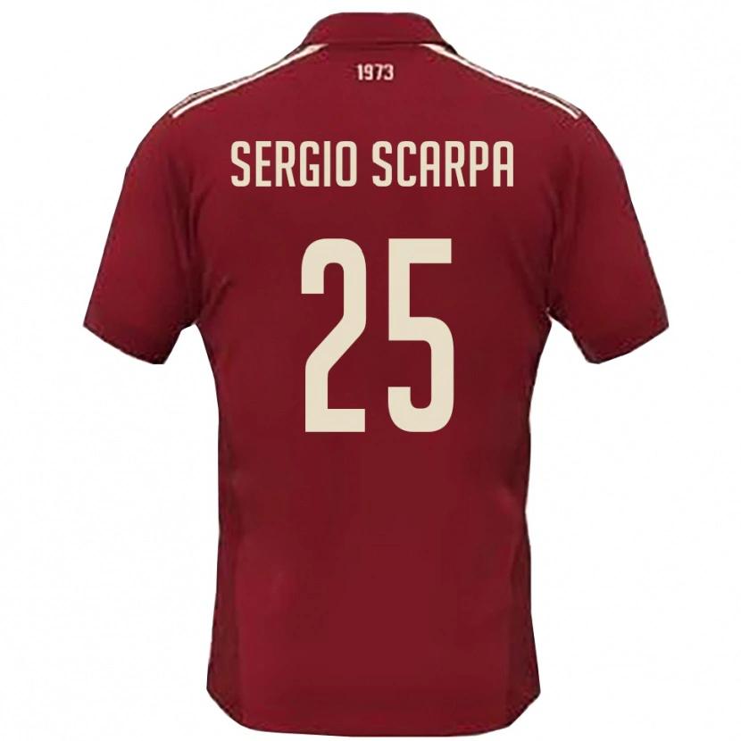 Danxen Hombre Camiseta Nicolò Sergio Scarpa #25 Borgoña Blanco 1ª Equipación 2025/26 La Camisa México