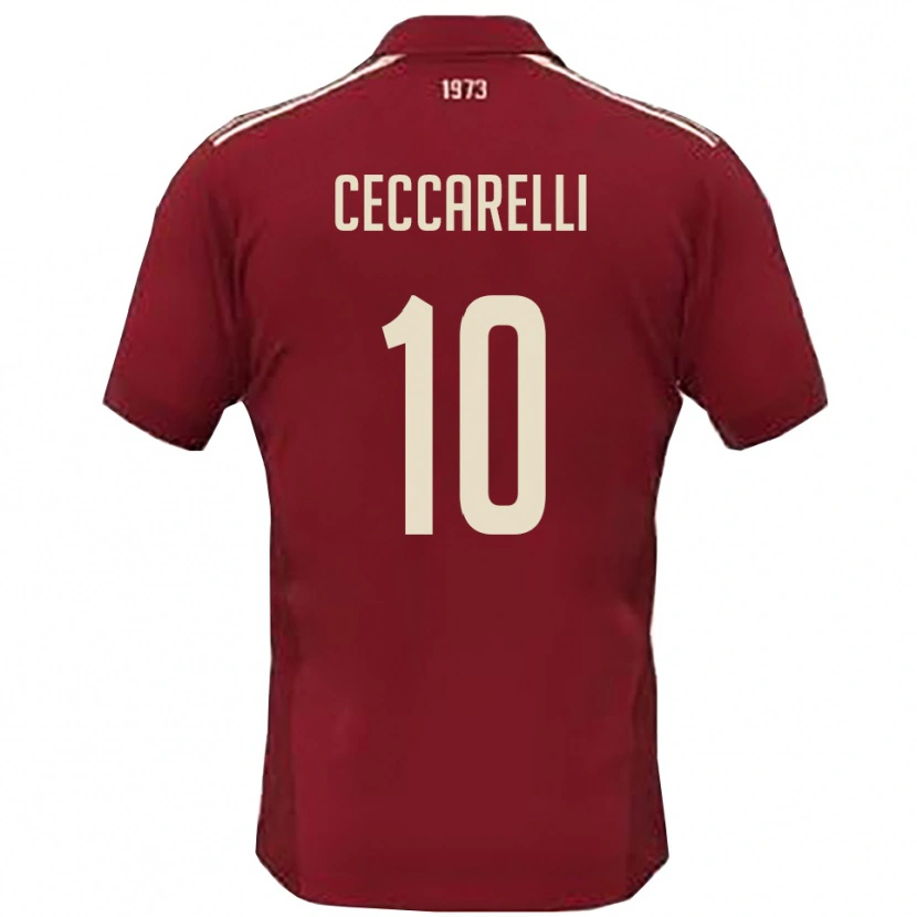Danxen Hombre Camiseta Andrea Ceccarelli #10 Borgoña Blanco 1ª Equipación 2025/26 La Camisa México