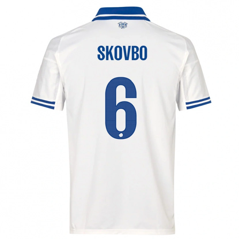 Danxen Hombre Camiseta Ida Skovbo #6 Blanco Azul 1ª Equipación 2025/26 La Camisa México