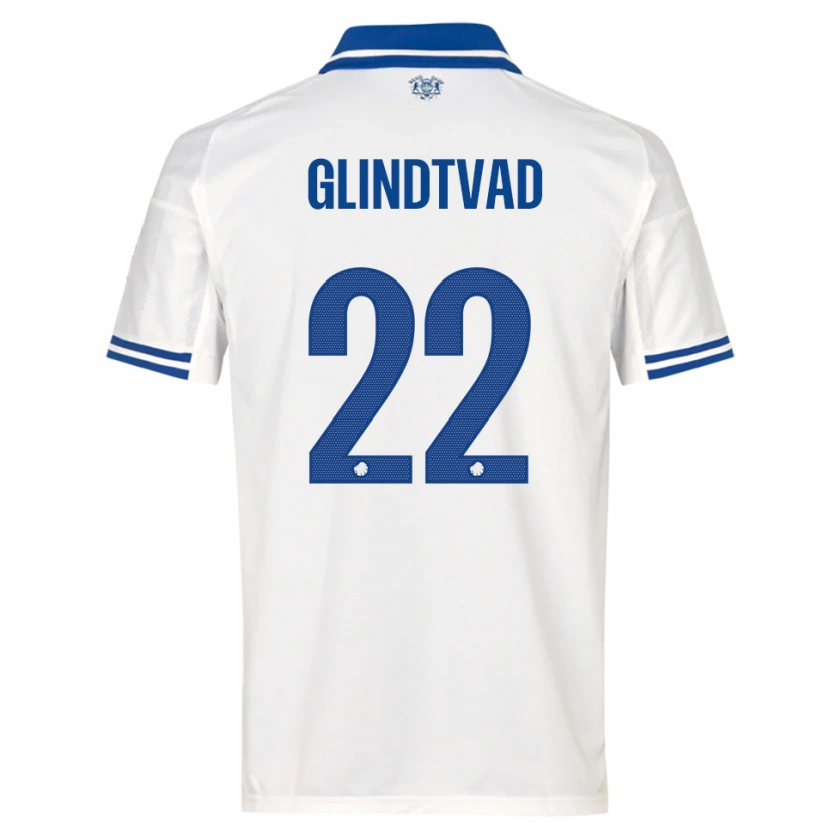 Danxen Hombre Camiseta William Glindtvad #22 Blanco Azul 1ª Equipación 2025/26 La Camisa México