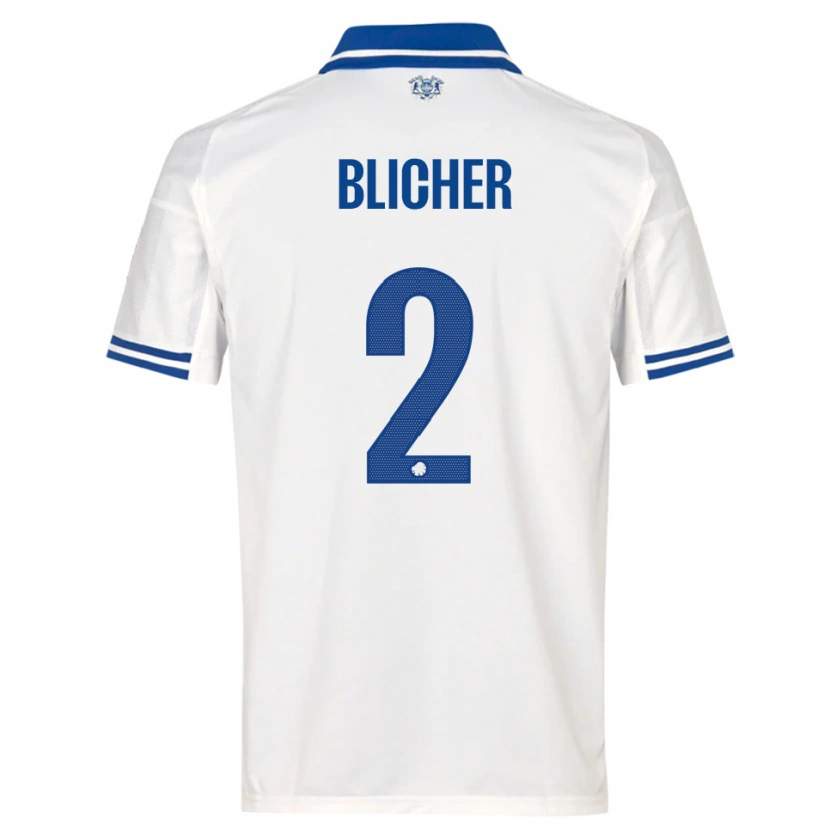 Danxen Hombre Camiseta Nicolai Blicher #2 Blanco Azul 1ª Equipación 2025/26 La Camisa México
