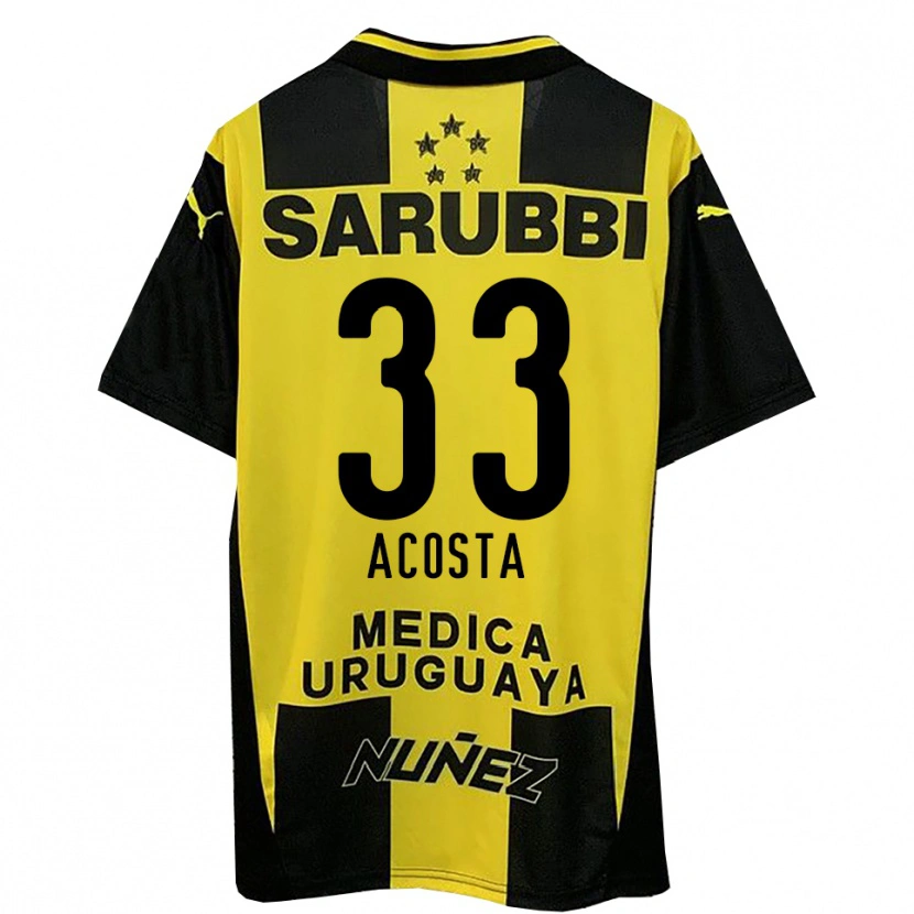Danxen Hombre Camiseta Nahuel Acosta #33 Amarillo Negro 1ª Equipación 2025/26 La Camisa México