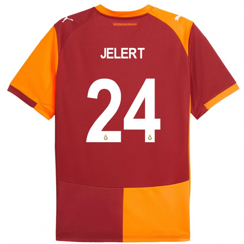Danxen Hombre Camiseta Elias Jelert #24 Rojo Naranja 1ª Equipación 2025/26 La Camisa México