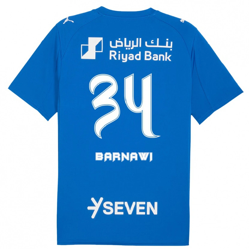 Danxen Hombre Camiseta Saleh Barnawi #34 Azul Blanco 1ª Equipación 2025/26 La Camisa México