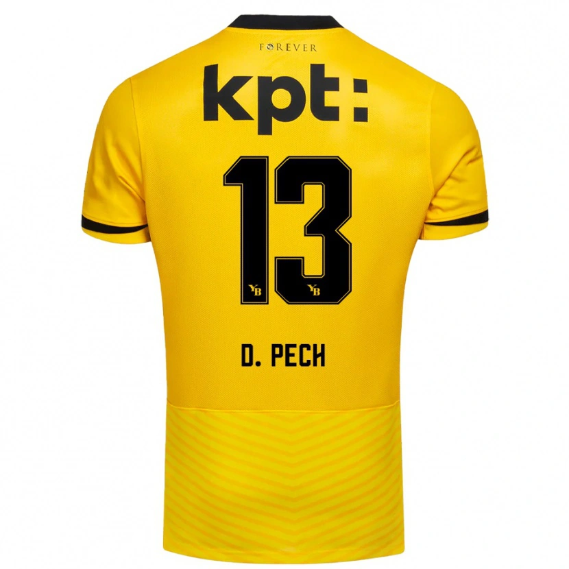 Danxen Hombre Camiseta Dominik Pech #13 Amarillo Negro 1ª Equipación 2025/26 La Camisa México