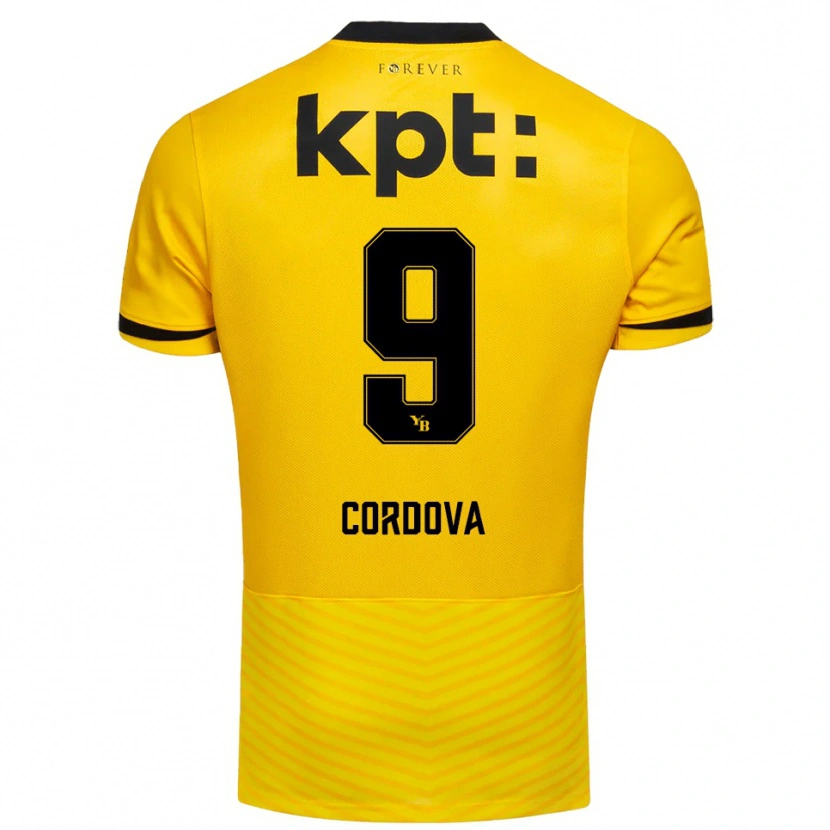 Danxen Hombre Camiseta Sergio Córdova #9 Amarillo Negro 1ª Equipación 2025/26 La Camisa México