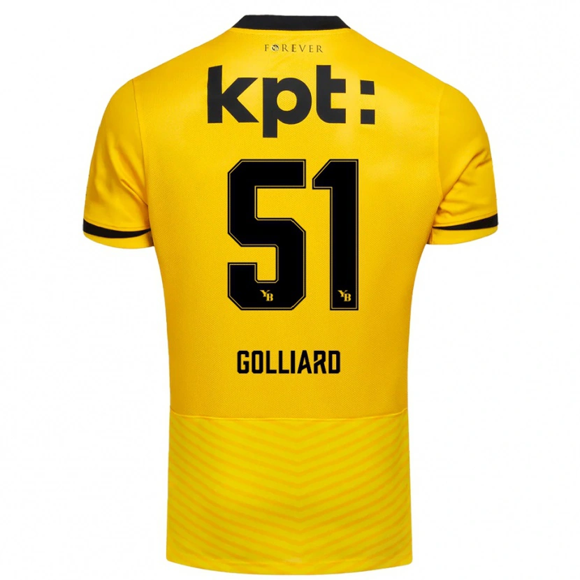 Danxen Hombre Camiseta Théo Golliard #51 Amarillo Negro 1ª Equipación 2025/26 La Camisa México