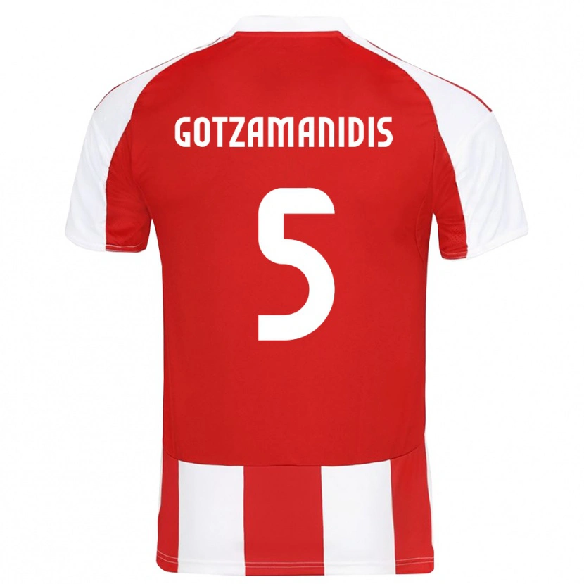 Danxen Hombre Camiseta Nikolaos Gotzamanidis #5 Rojo Blanco 1ª Equipación 2025/26 La Camisa México