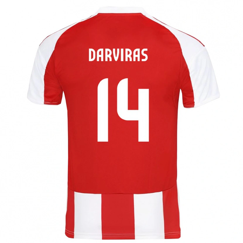 Danxen Hombre Camiseta Christos Darviras #14 Rojo Blanco 1ª Equipación 2025/26 La Camisa México